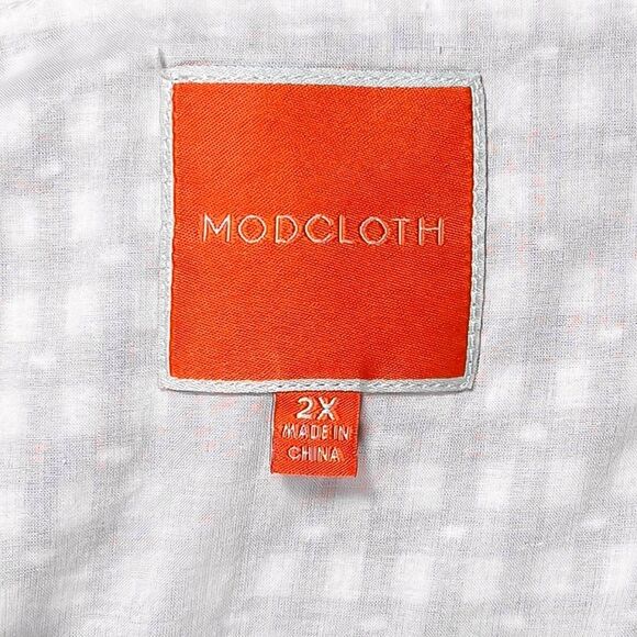 ModCloth Women’s 2X Navy Check Maxi Dress Cotton Button Front Sleeveless Casual - Picture 3 of 9